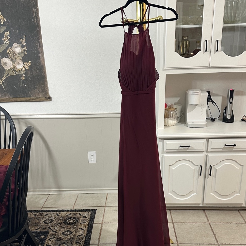 Azazie Burgundy Backless Halter Dress Brand new